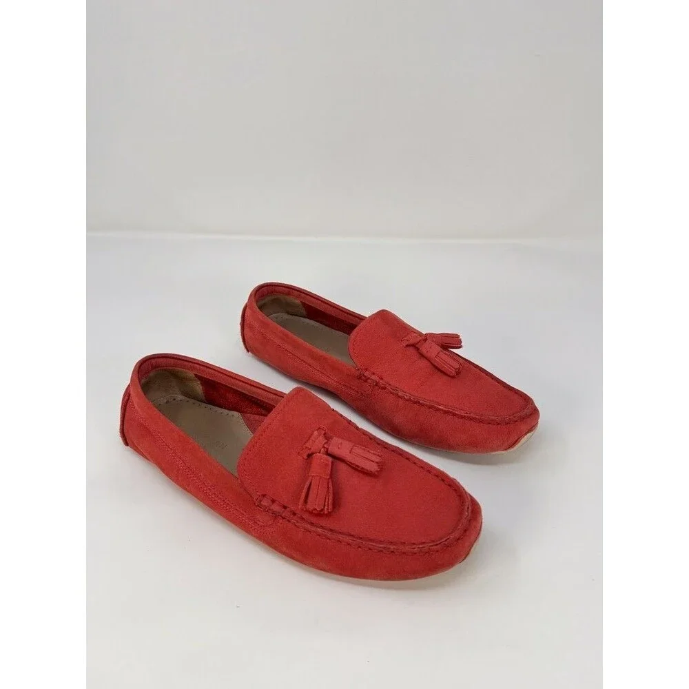 Cole Haan Mens Loafer Red Leather Driver Slip On Tasseled Penny Driving US 7 B - Picture 3 of 10